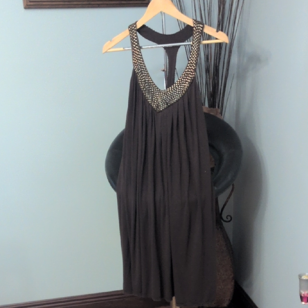 Victoria's Secret Brown Mini Dress with Gold Accents